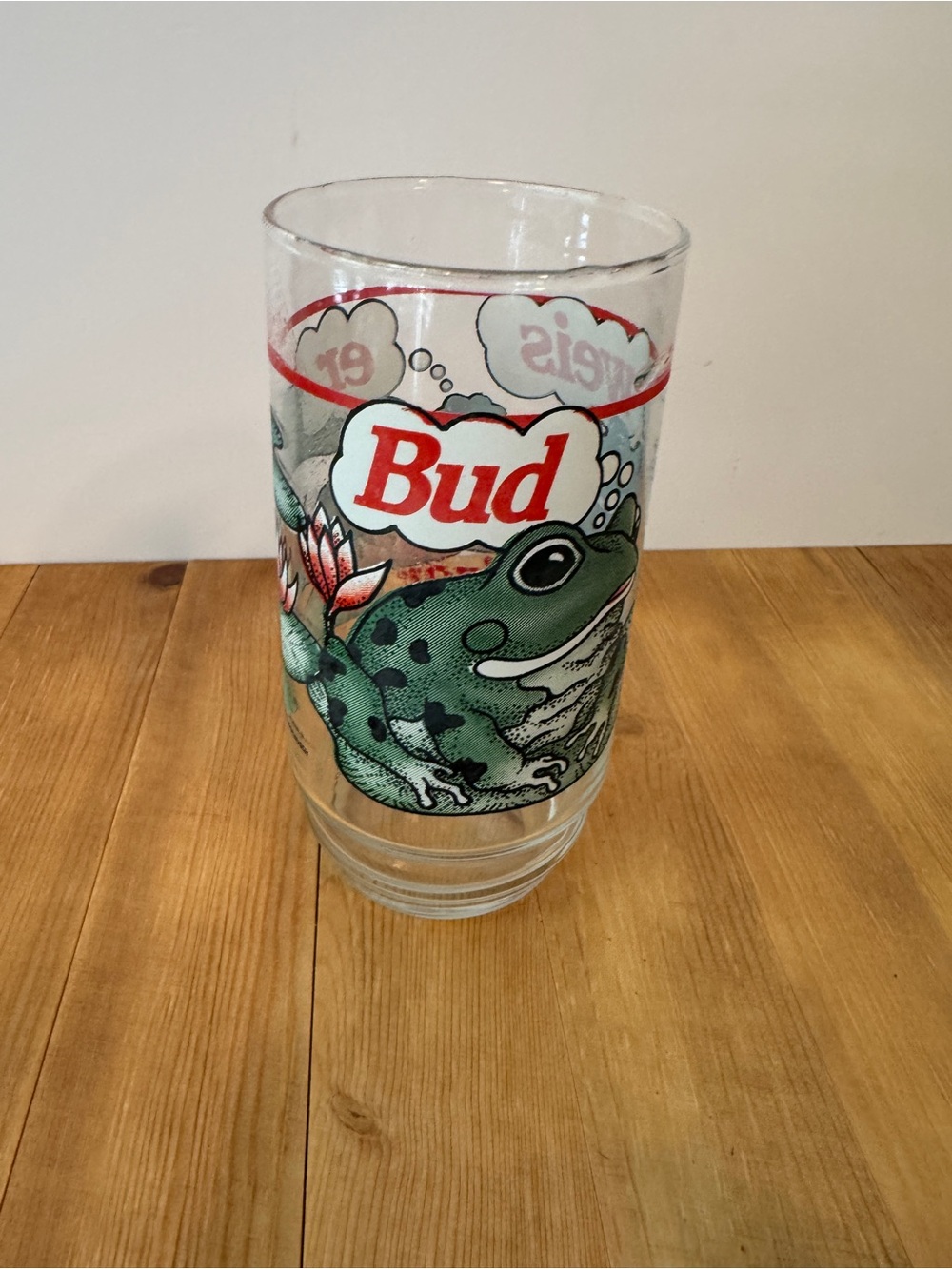 Vintage Budweiser Frog Bud Weis Er Advertising Glass